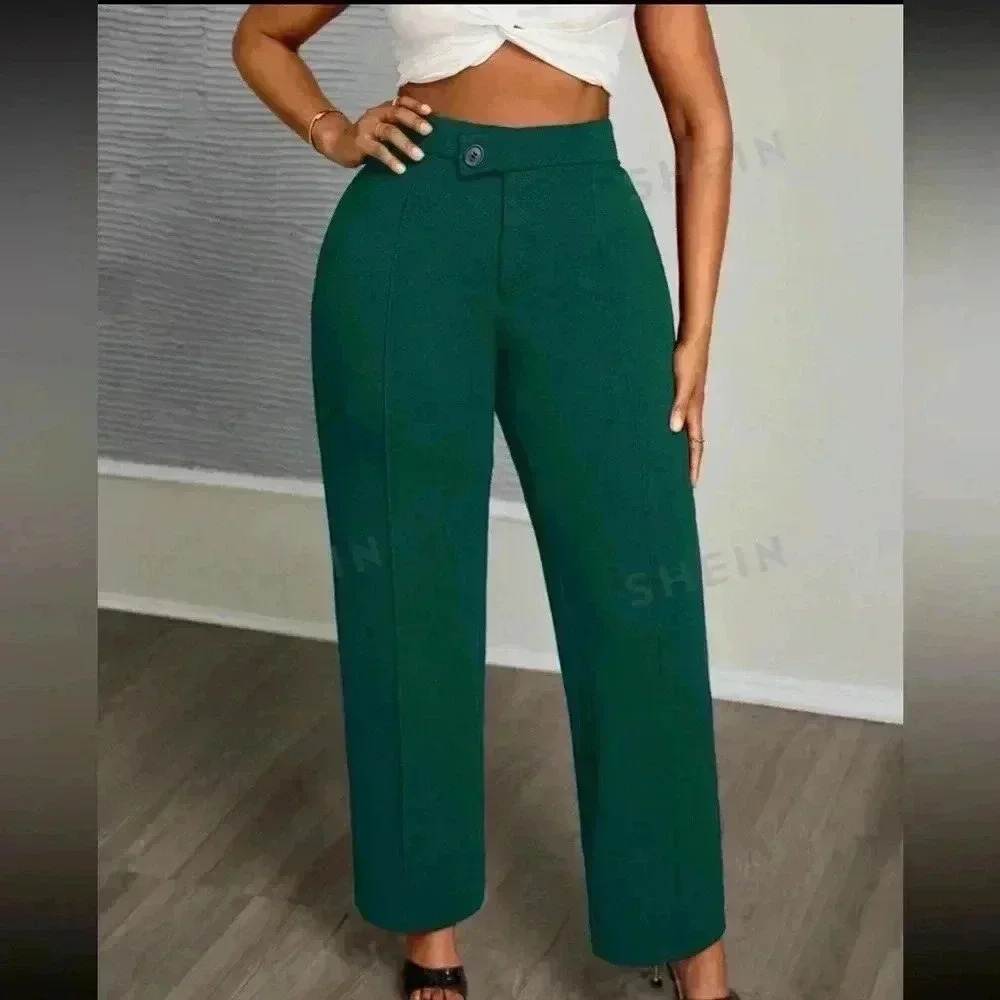 Dark Green High Waist Wide Leg Trousers Pants Sz 0X NWT